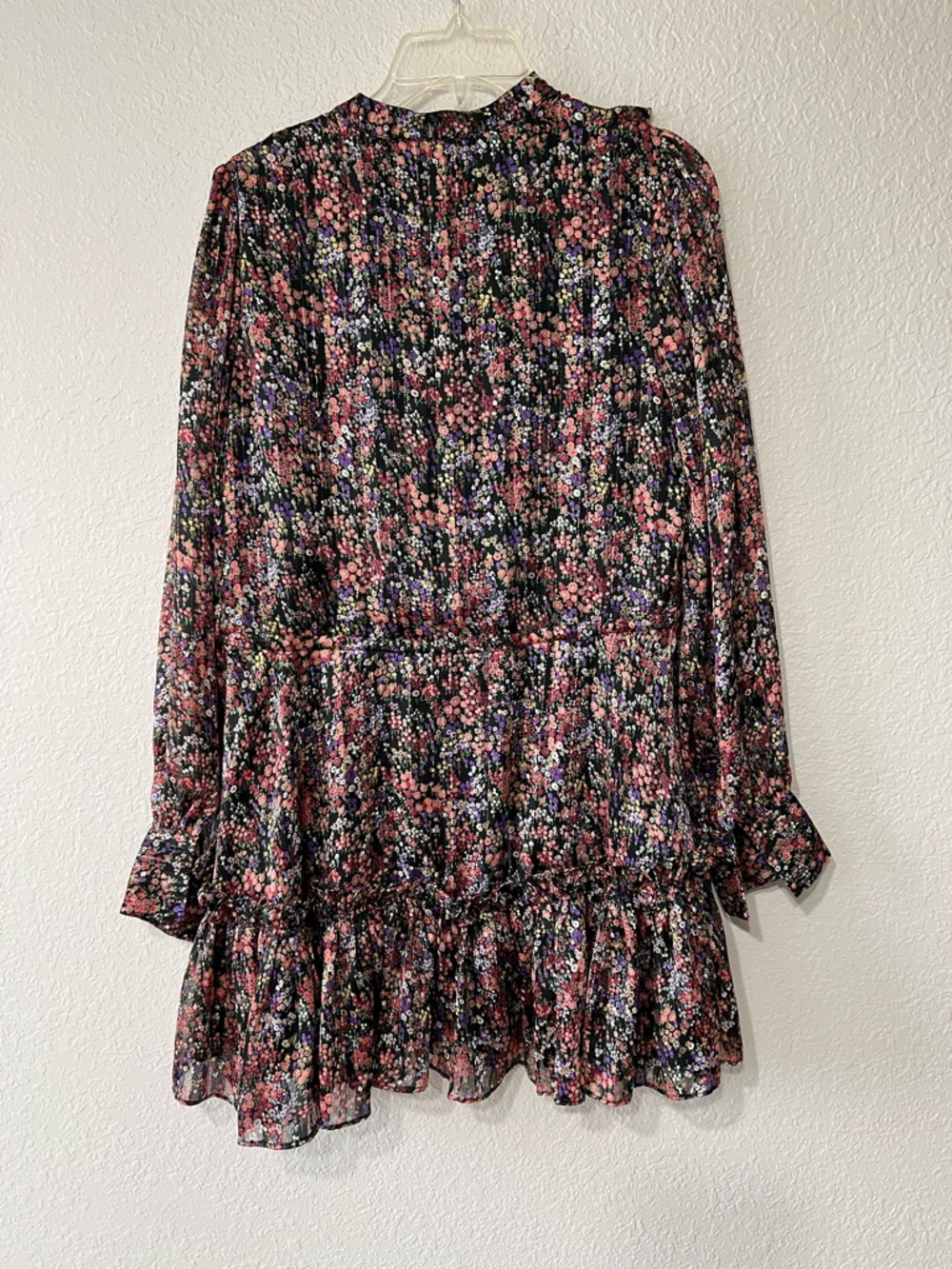 Buddy Love Celia Floral Sm Mini Dress Sheer Long Sleeve Tie Waist Ruffles NWOT - Picture 5 of 6